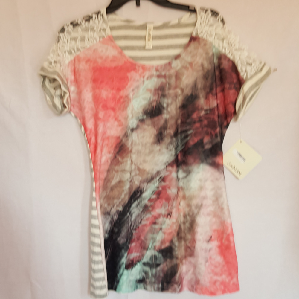 Cubism‎ LACE DETAIL ABSTRACT PRINT Top